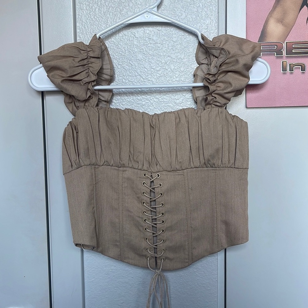 Princess Polly Beige Bustier Laced Crop Top